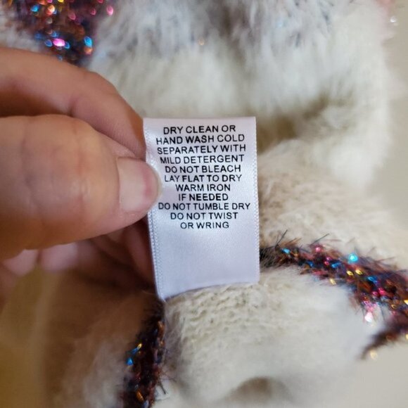 Oc Fuzzy Metallic Tinsel Sweater Size XL argyle - Picture 8 of 8